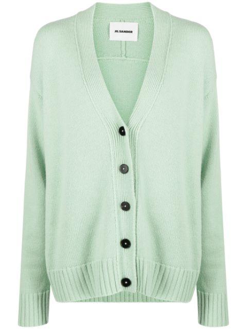 V-neck ribbed-knit cardigan by JIL SANDER