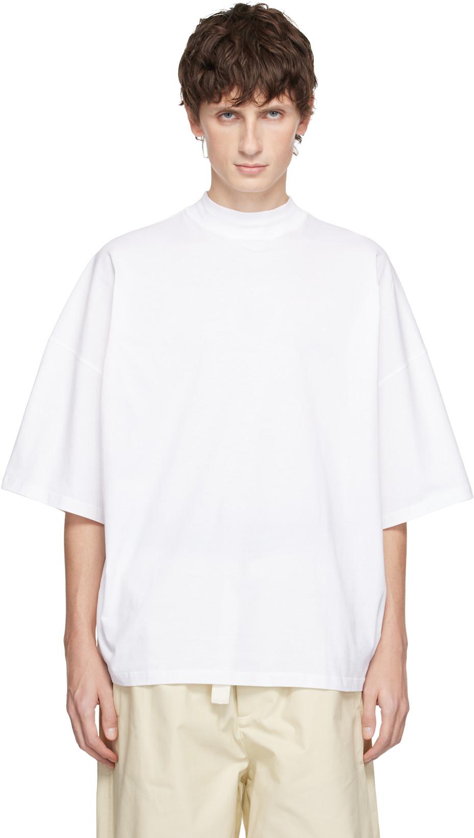 White Cotton Mock-Neck T-shirt by JIL SANDER