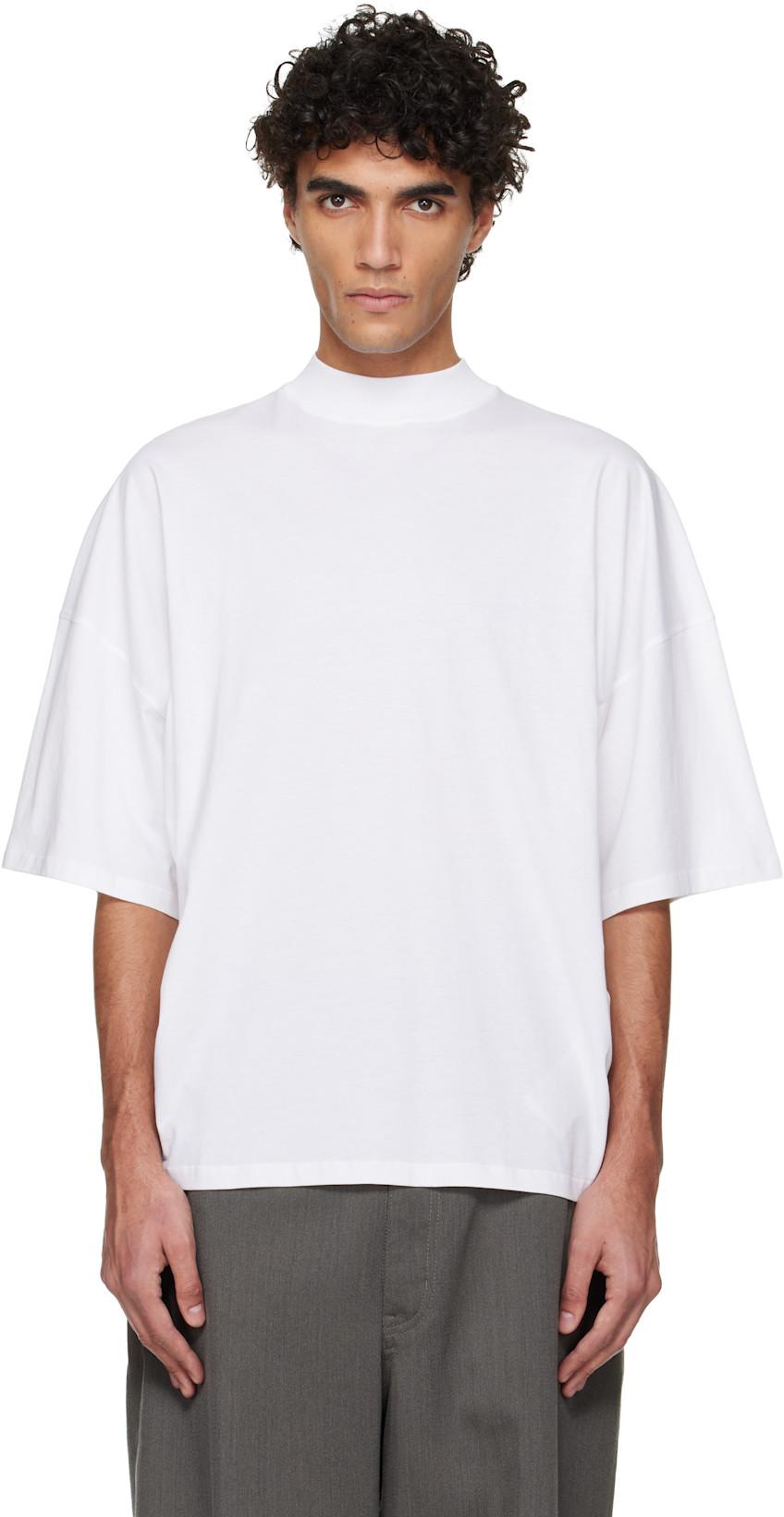 White Cotton Mock-Neck T-shirt by JIL SANDER
