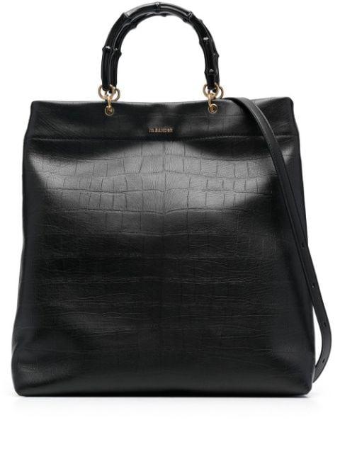 bamboo-handle embossed tote bag by JIL SANDER