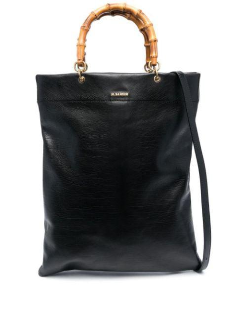 bamboo-handle leather tote bag by JIL SANDER