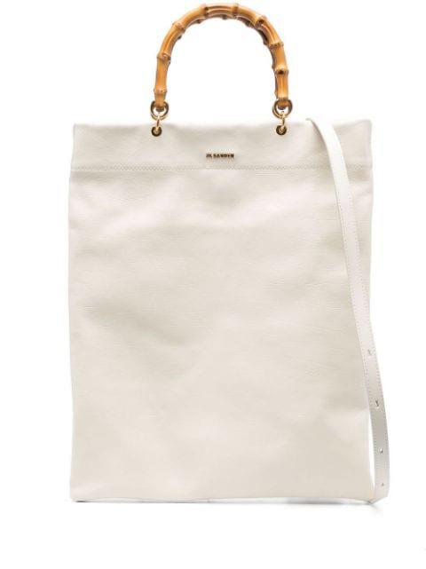 bamboo-handle leather tote bag by JIL SANDER
