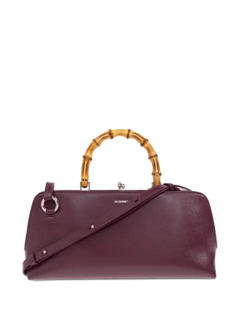 bamboo-handle leather tote bag by JIL SANDER