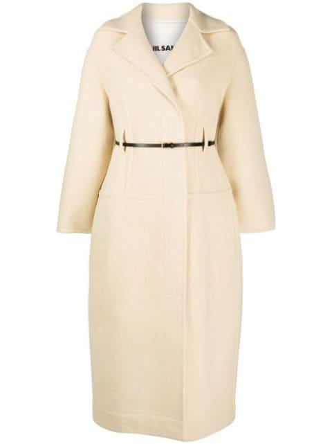 belted wool coat by JIL SANDER