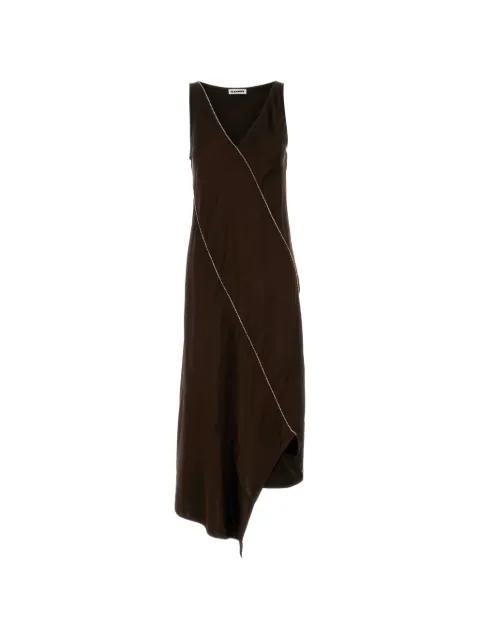 brown asymmetric hem dress by JIL SANDER