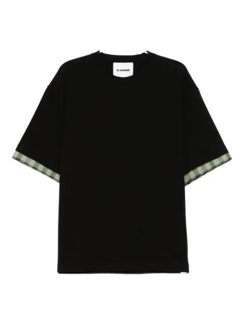 checked-sleeve T-shirt by JIL SANDER