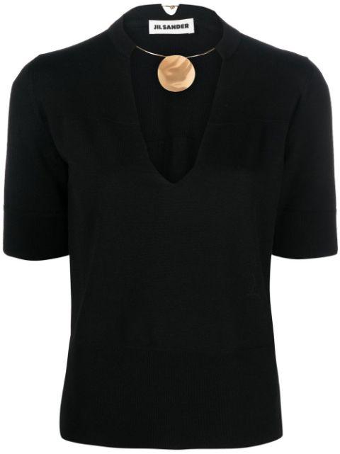 choker-neck short-sleeve top by JIL SANDER