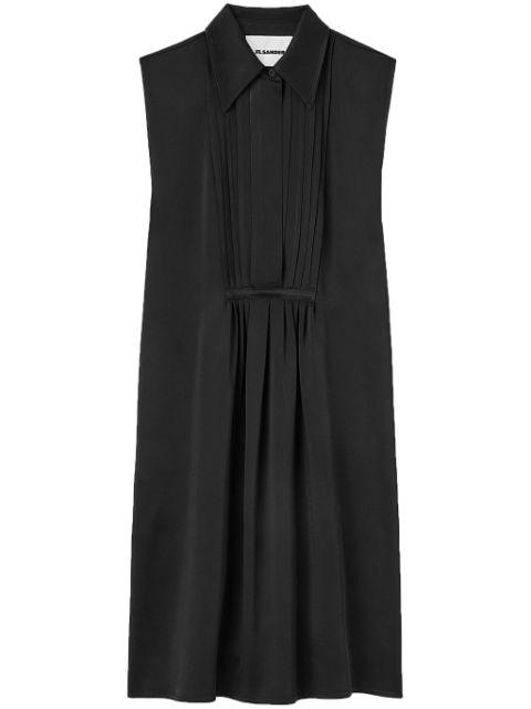 classic-collar satin-finish dress by JIL SANDER