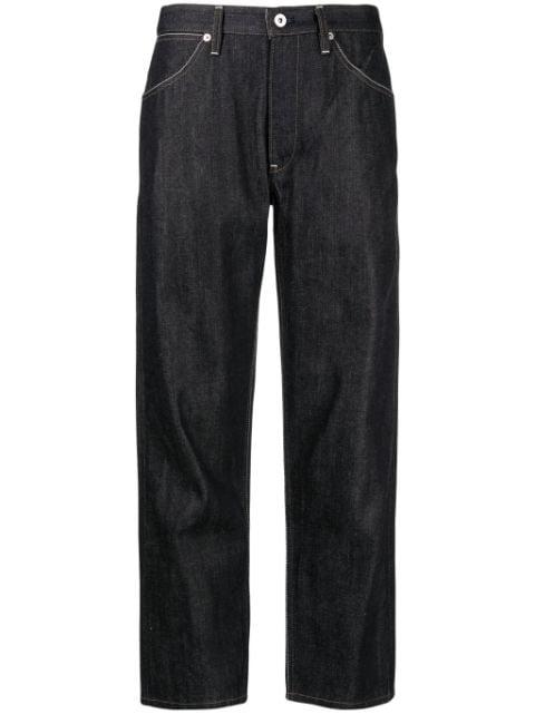 contrast-stitching cotton straight-leg jeans by JIL SANDER