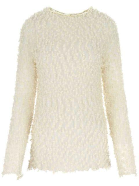 crew-neck long-sleeve mesh top by JIL SANDER