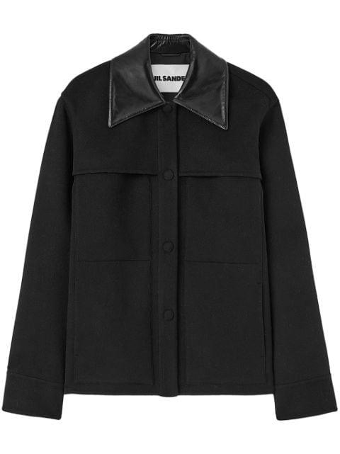 cutaway-collar wool shirt jacket by JIL SANDER