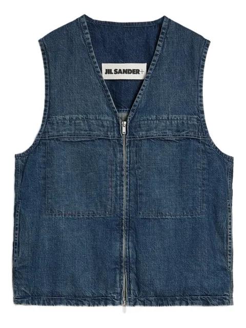 denim chest pockets gilets by JIL SANDER