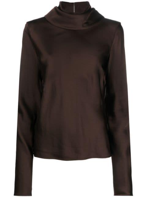 draped-neck long-sleeve blouse by JIL SANDER