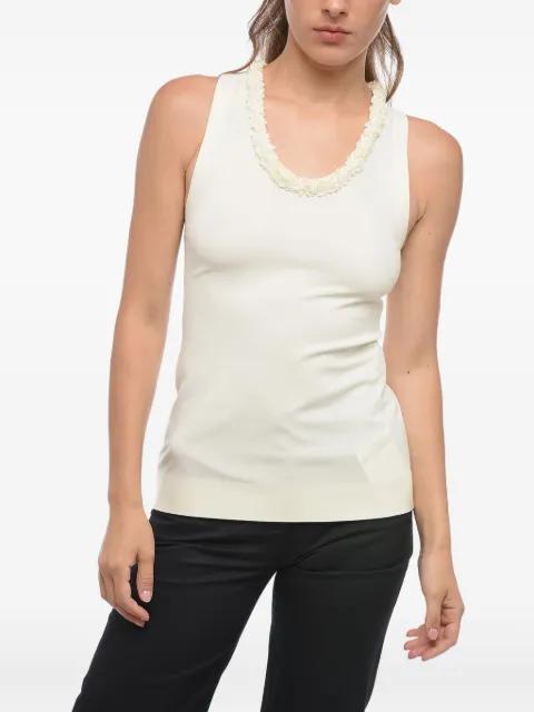 embellished-neckline tank top by JIL SANDER