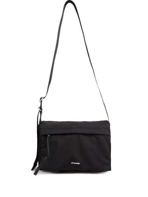 embossed adjustable leather messenger bag by JIL SANDER