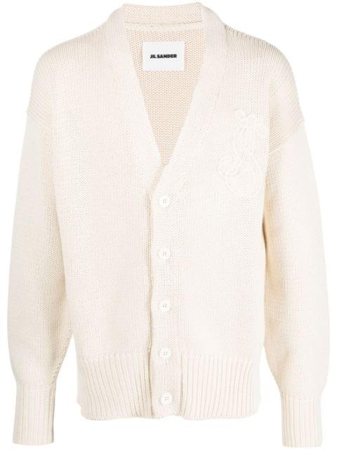 embroidered-logo cotton cardigan by JIL SANDER