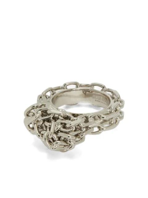 engraved-logo knotted-chain-detail ring by JIL SANDER engraved-logo knotted-chain-detail ring by JIL SANDER