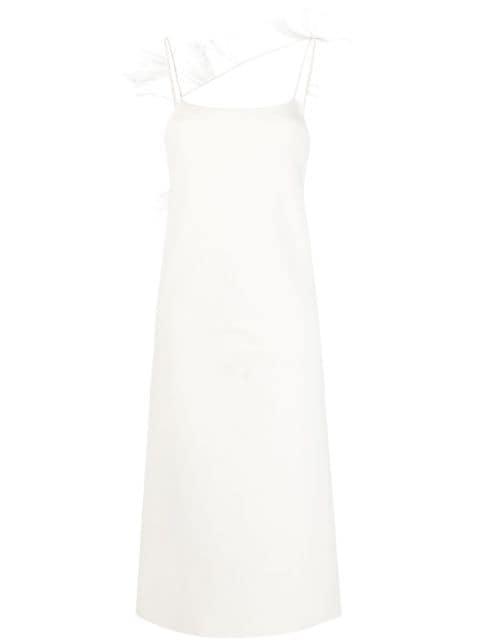 feather-trim slip dress by JIL SANDER