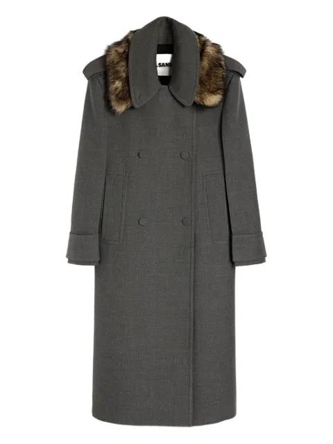 fur collar double-breasted coat by JIL SANDER