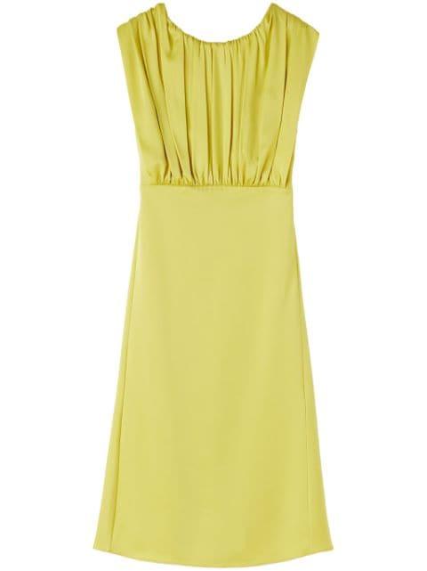 gathered sleeveless midi dress by JIL SANDER