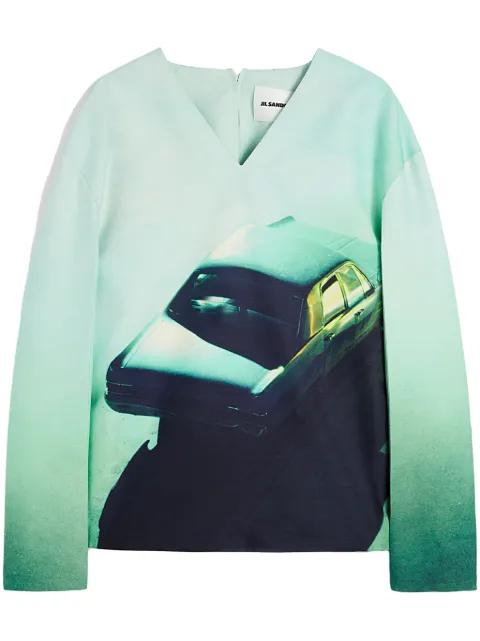 graphic-print top by JIL SANDER