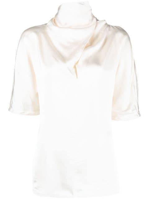 high-neck silk blouse by JIL SANDER
