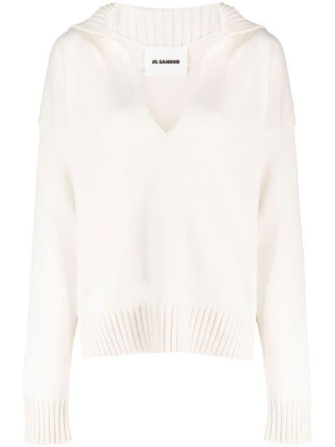 knitted split-neck jumper by JIL SANDER