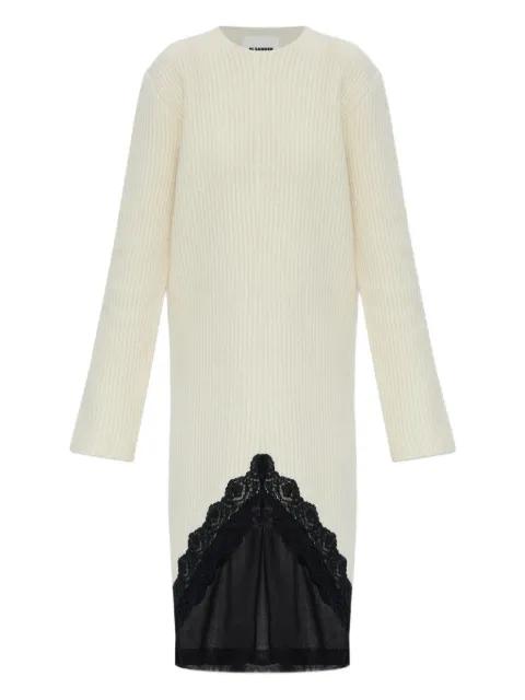 lace-panel midi dress by JIL SANDER