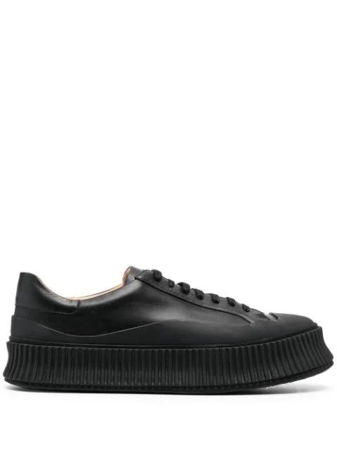 lace-up leather platform sneakers by JIL SANDER