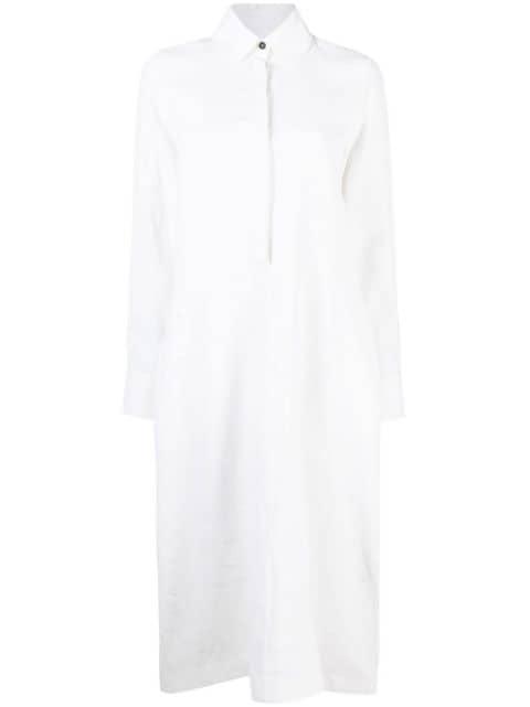 linen long-sleeve shirt dress by JIL SANDER