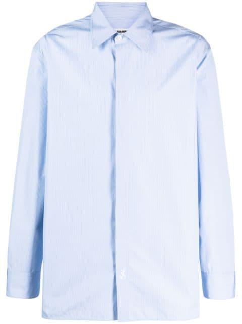 logo-embroidered pinstripe shirt by JIL SANDER