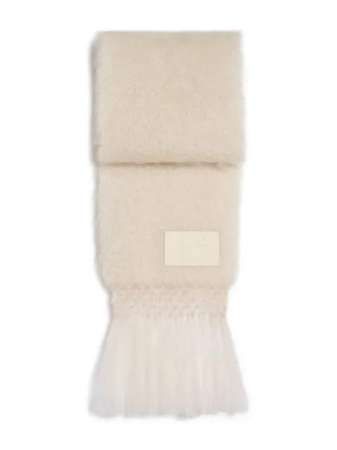 logo-patch fringed scarf by JIL SANDER