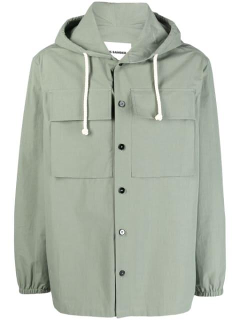logo-patch hoodied shirt jacket by JIL SANDER