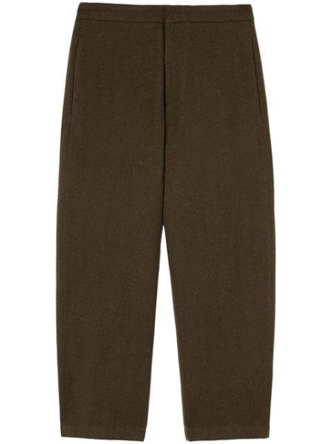 logo-patch wool tapered trousers by JIL SANDER
