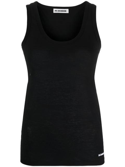 logo-print cotton tank top by JIL SANDER