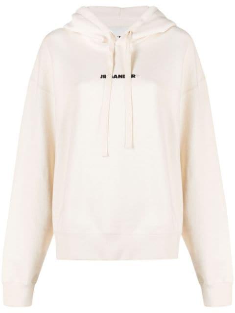 logo-print drawstring hoodie by JIL SANDER