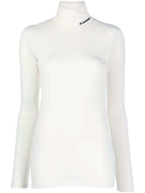 logo-print roll neck top by JIL SANDER