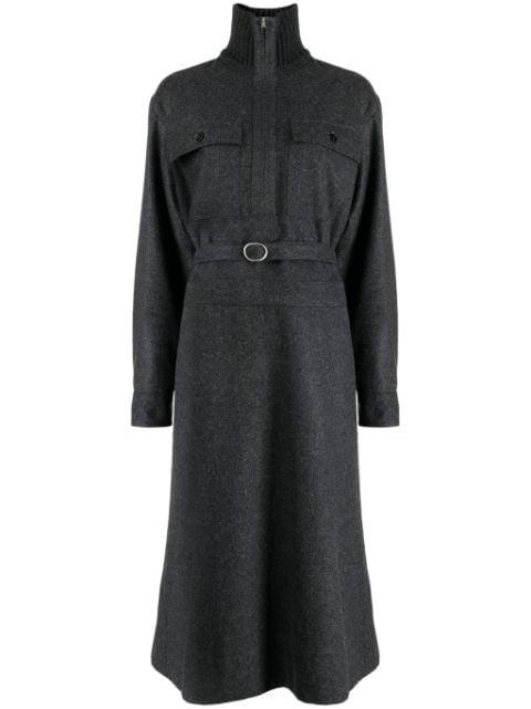 long-sleeve belted midi shirtdress by JIL SANDER
