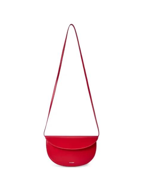 medium Coin curved-flap leather shoulder bag by JIL SANDER