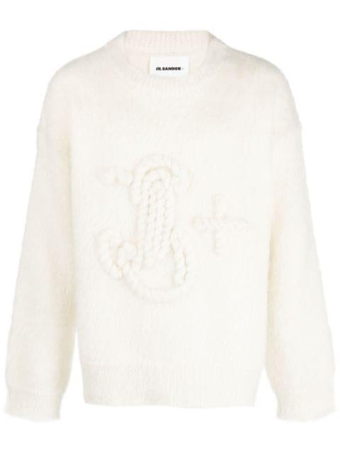 monogram-embroidered mohair-blend jumper by JIL SANDER