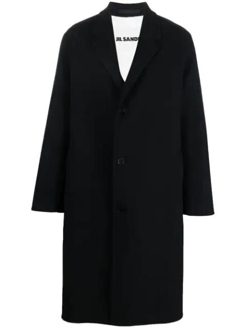 notched-collar button-up coat by JIL SANDER