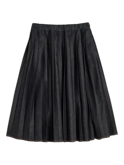 pleated denim straight skirt by JIL SANDER