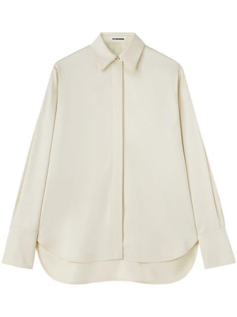 pointed-collar satin shirt by JIL SANDER
