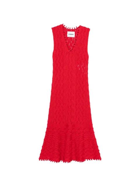 pom-pom V-neck midi dress by JIL SANDER