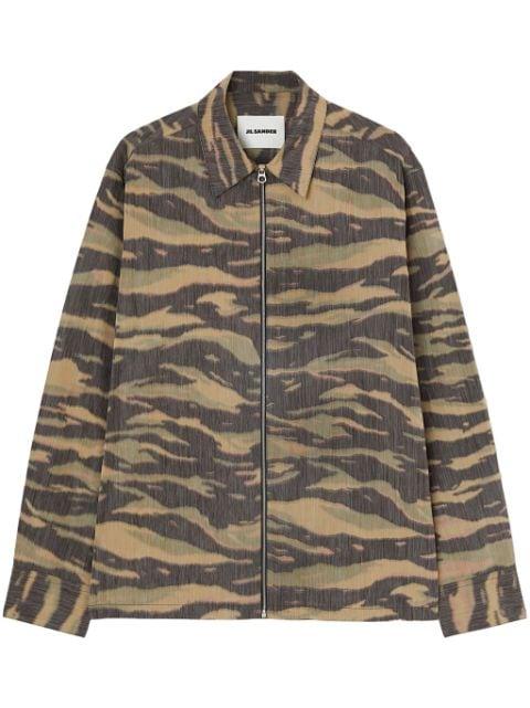 printed zip-up overshirt by JIL SANDER