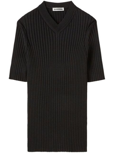 ribbed-knit V-neck T-shirt by JIL SANDER