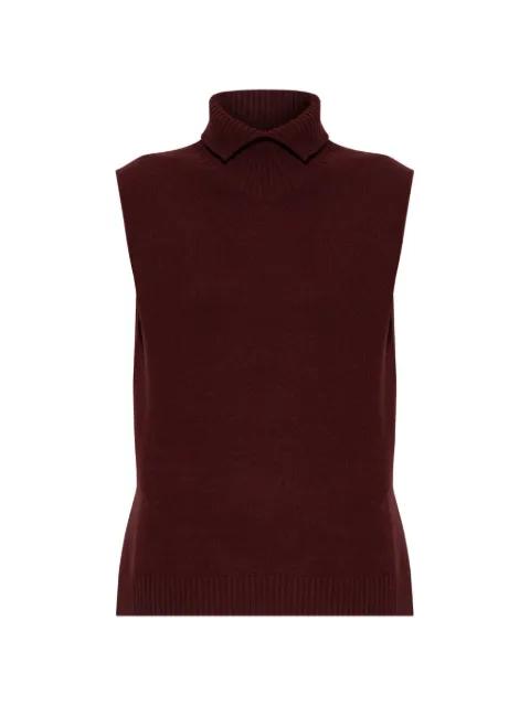 ribbed-knit collared sleeveless vest by JIL SANDER