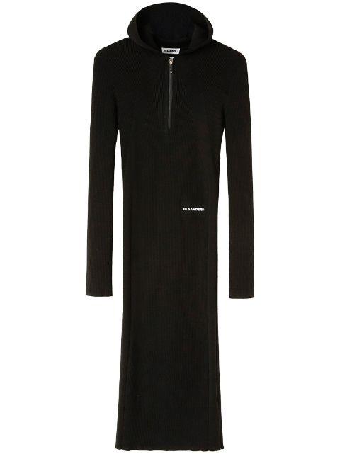 ribbed-knit hoodied midi dress by JIL SANDER
