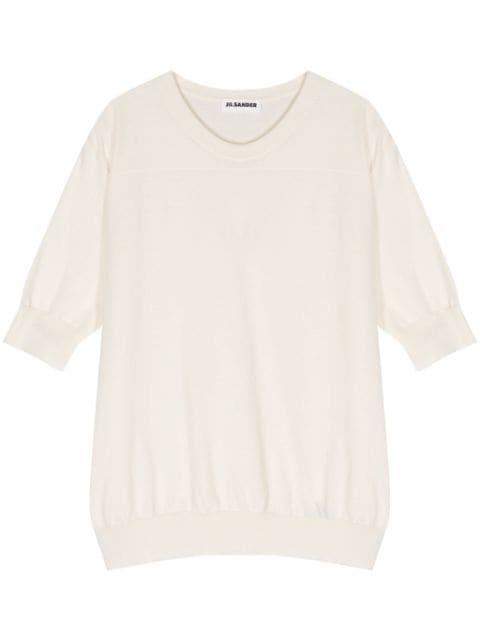 ribbed-trim cotton T-shirt by JIL SANDER