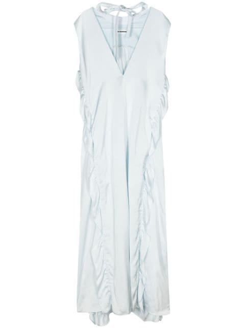 ruffle-trim satin maxi dress by JIL SANDER